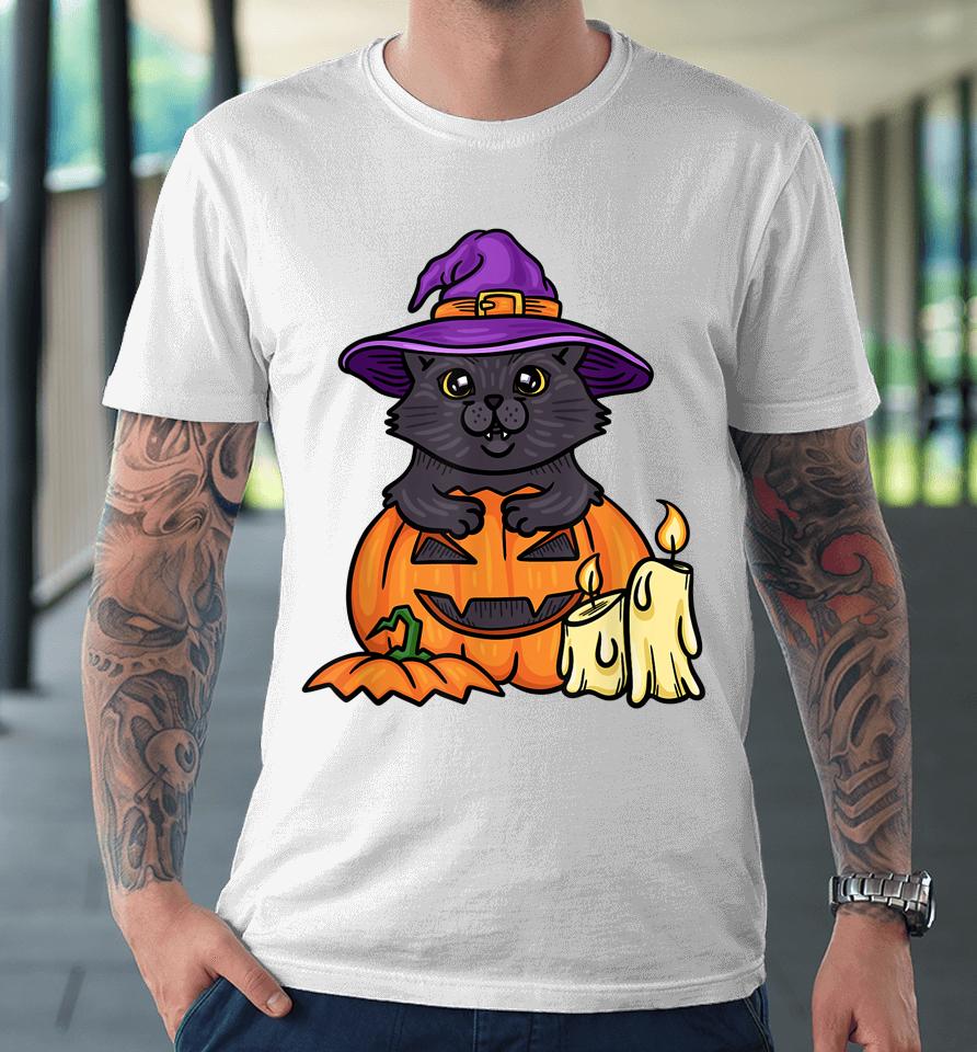 Halloween Cat T-Shirt Spooky Halloween Cat Premium T-Shirt