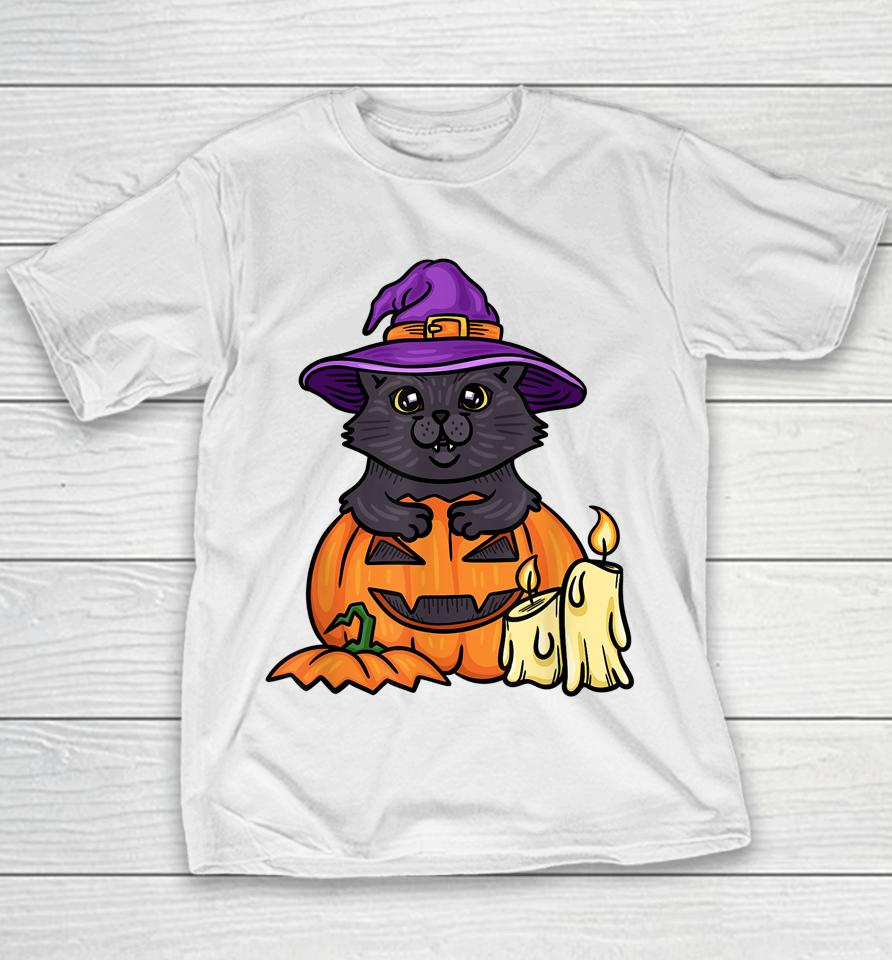 Halloween Cat T-Shirt Spooky Halloween Cat Youth T-Shirt