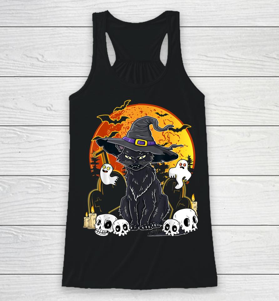 Halloween Cats With Witch Hat Costume Hat Tee Hocus Pocus Racerback Tank