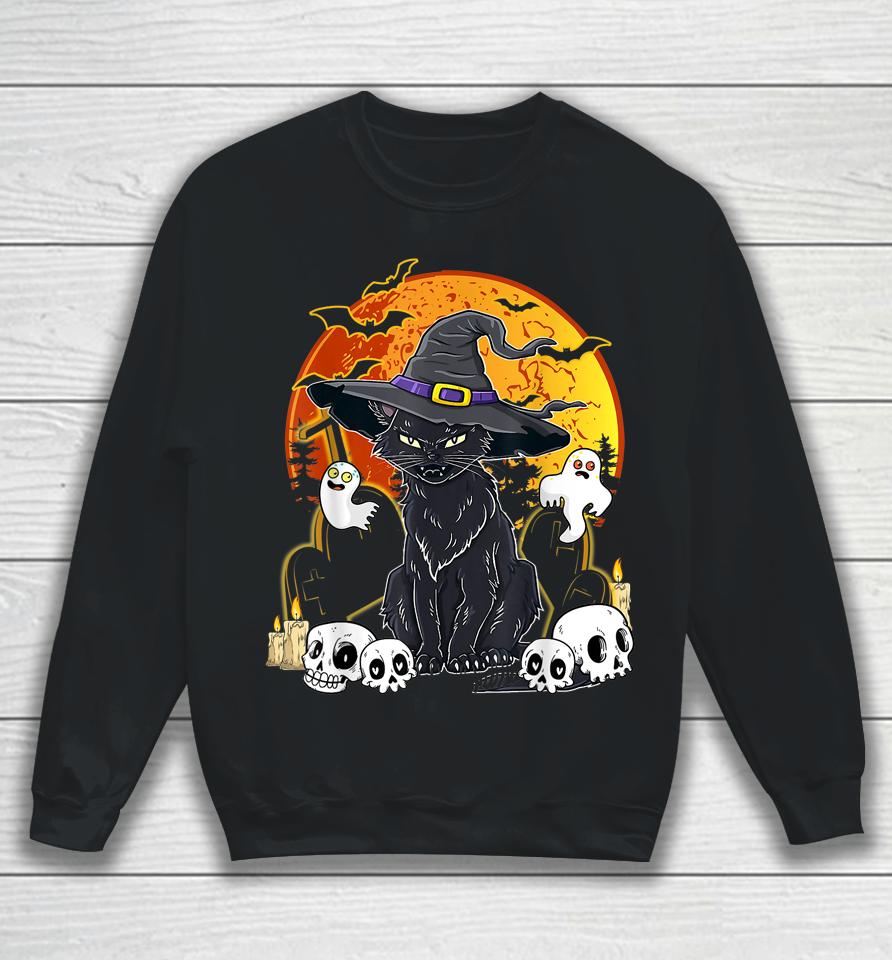 Halloween Cats With Witch Hat Costume Hat Tee Hocus Pocus Sweatshirt