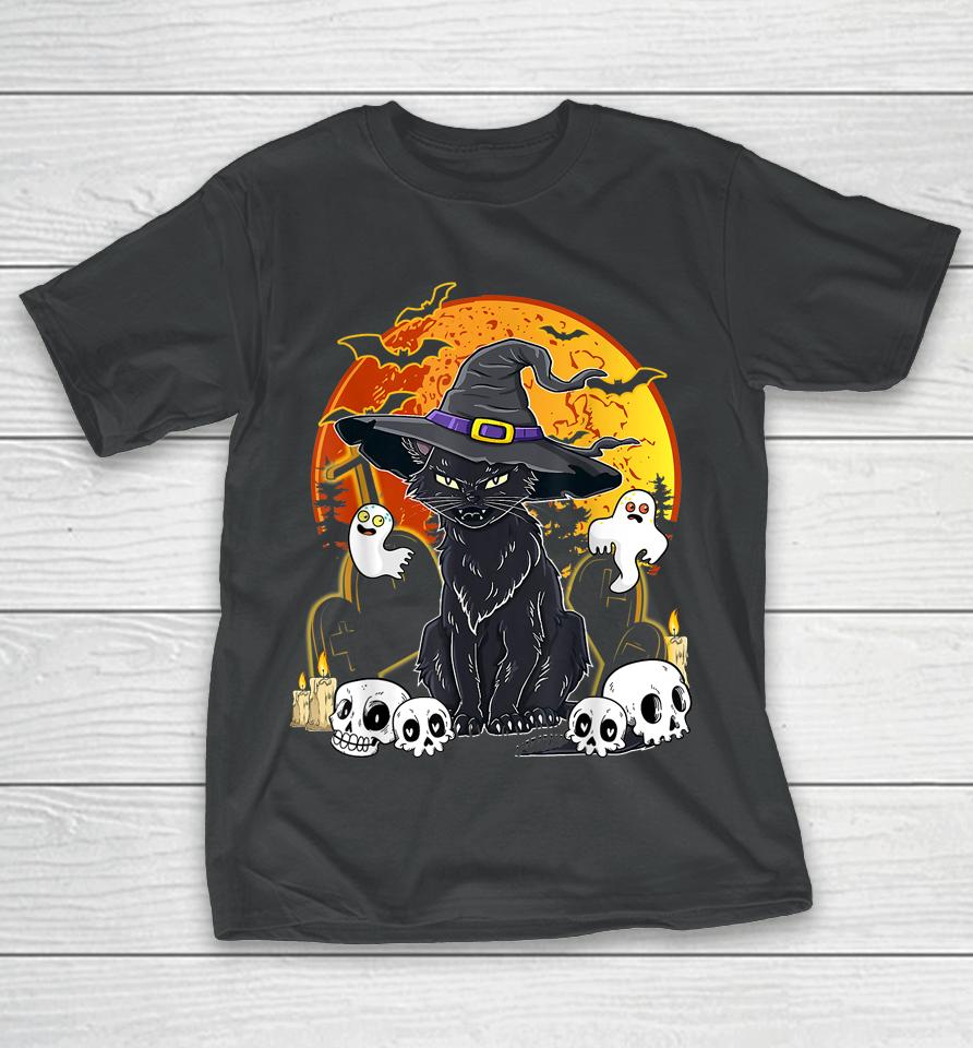 Halloween Cats With Witch Hat Costume Hat Tee Hocus Pocus T-Shirt