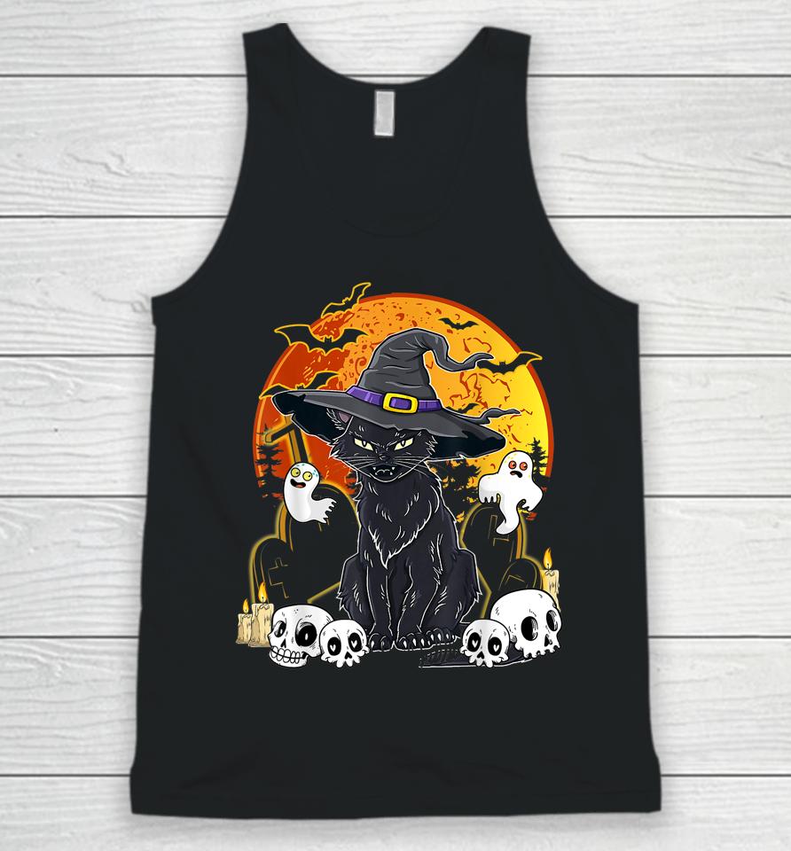 Halloween Cats With Witch Hat Costume Hat Tee Hocus Pocus Unisex Tank Top