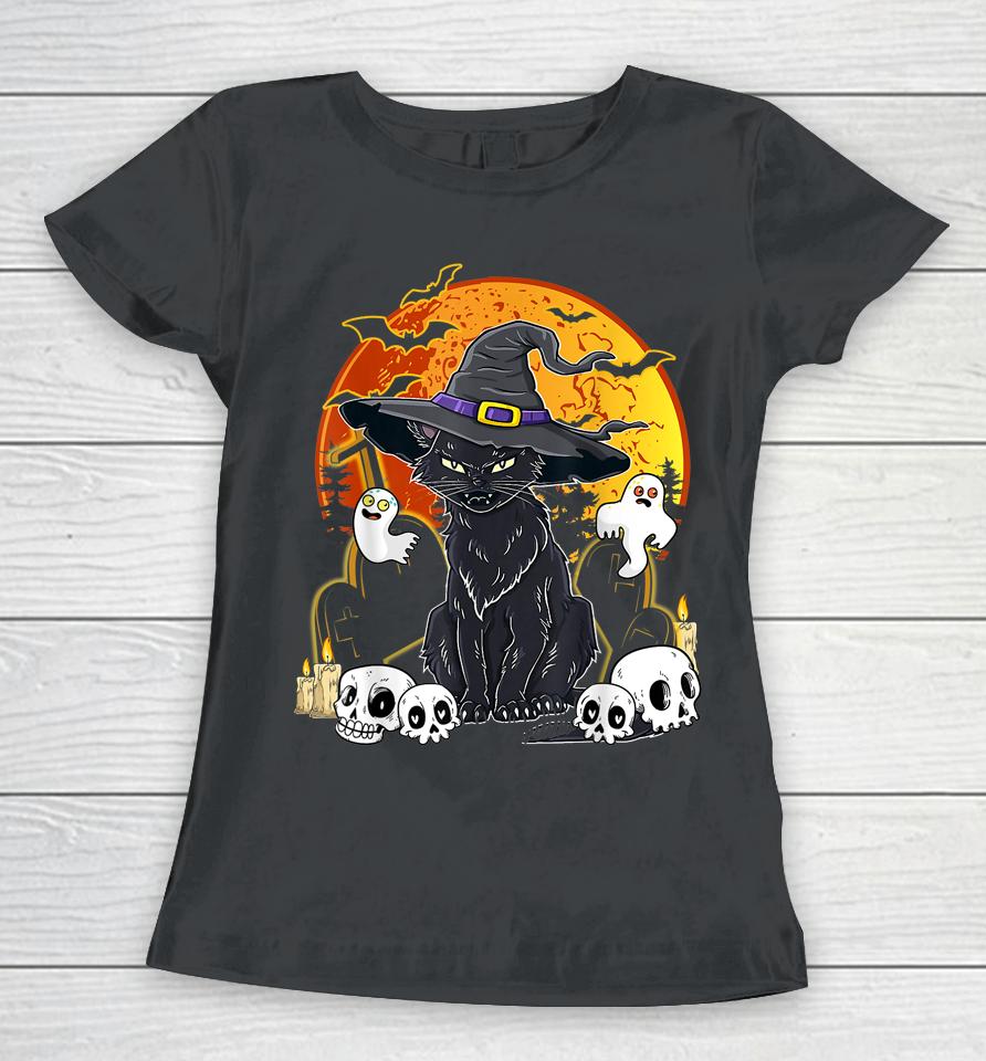 Halloween Cats With Witch Hat Costume Hat Tee Hocus Pocus Women T-Shirt