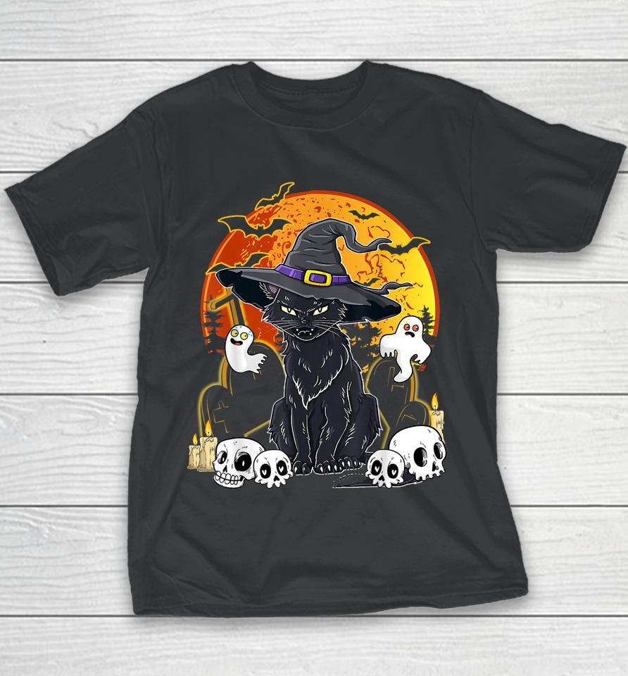 Halloween Cats With Witch Hat Costume Hat Tee Hocus Pocus Youth T-Shirt