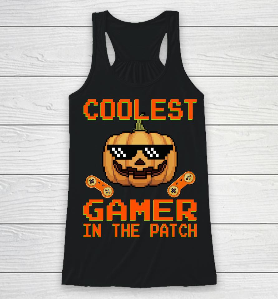 Halloween Coolest Gamer In The Patch Pumpkin Racerback Tank