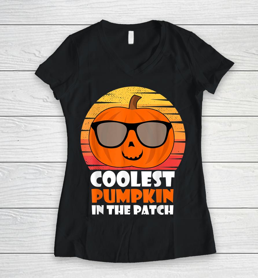 Halloween Coolest Pumpkin In The Patch Women V-Neck T-Shirt