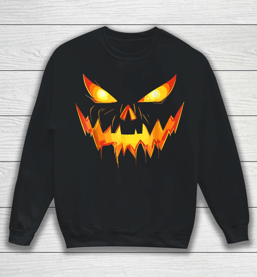 Halloween Costume Funny Jack O Lantern Face Pumpkin Scary Sweatshirt