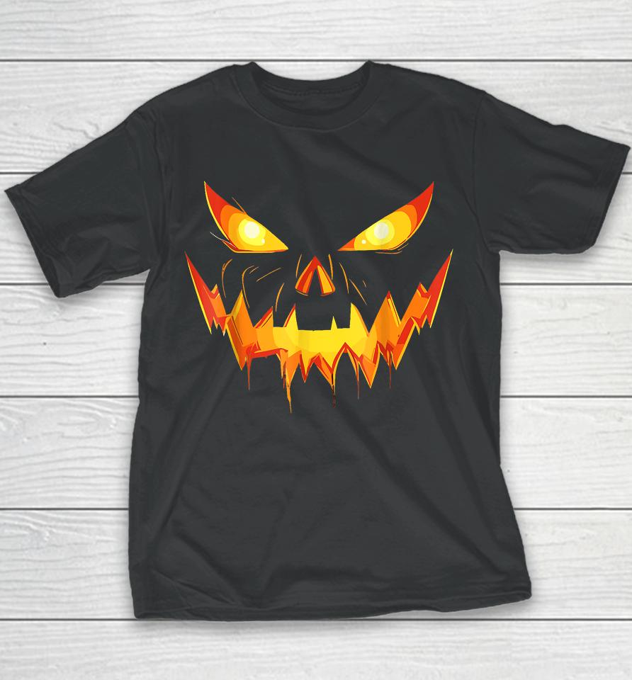 Halloween Costume Funny Jack O Lantern Face Pumpkin Scary Youth T-Shirt