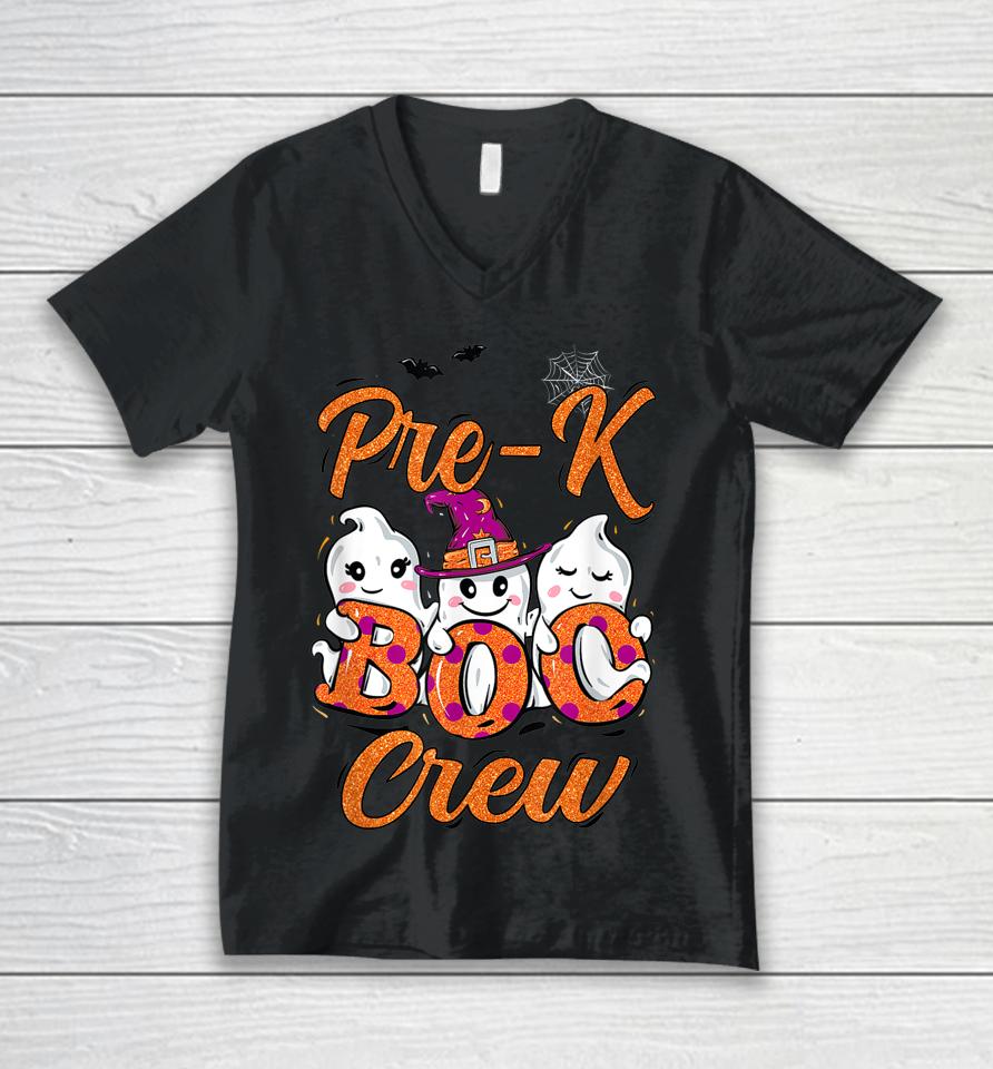 Halloween Costume Pre-K Boo Crew Unisex V-Neck T-Shirt