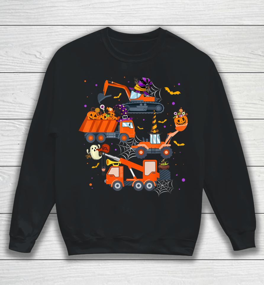 Halloween Crane Truck Construction Pumpkin Sweatshirt