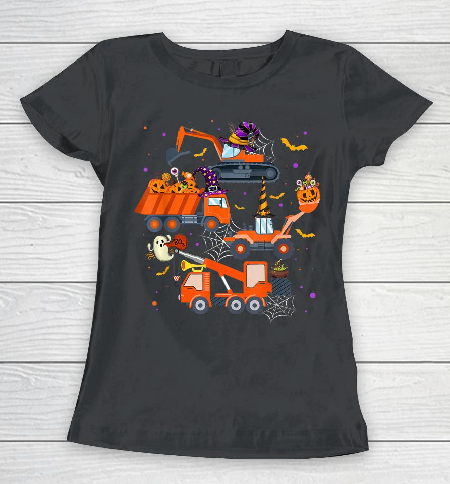 Halloween Crane Truck Construction Pumpkin Women T-Shirt