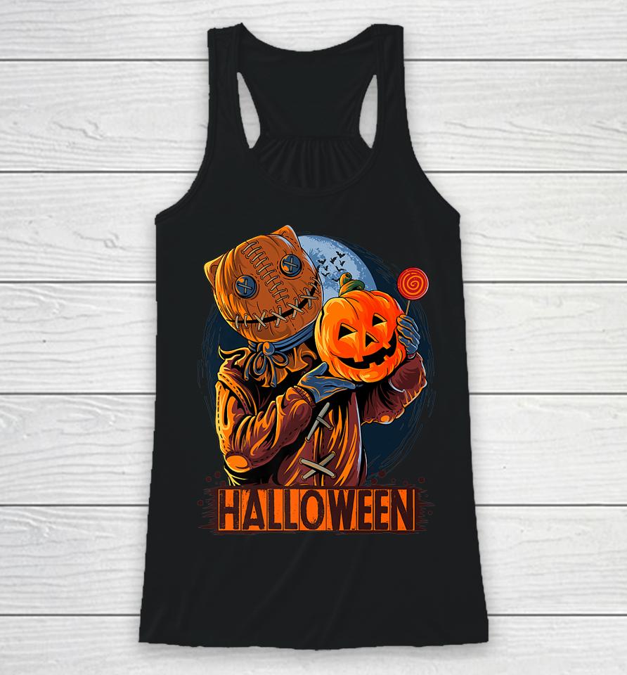 Halloween Cute And Funny Pumpkin Racerback Tank