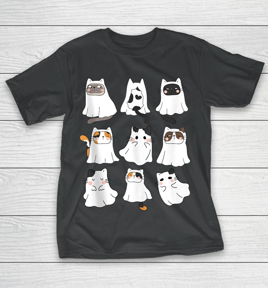 Halloween Cute Boo Ghost Cat Scary T-Shirt