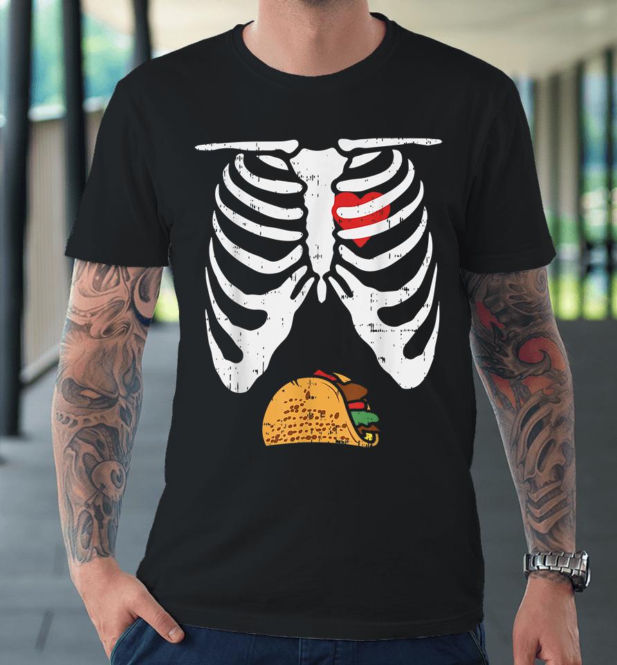 Halloween Dad Skeleton Taco Belly Funny Pregnancy Premium T-Shirt