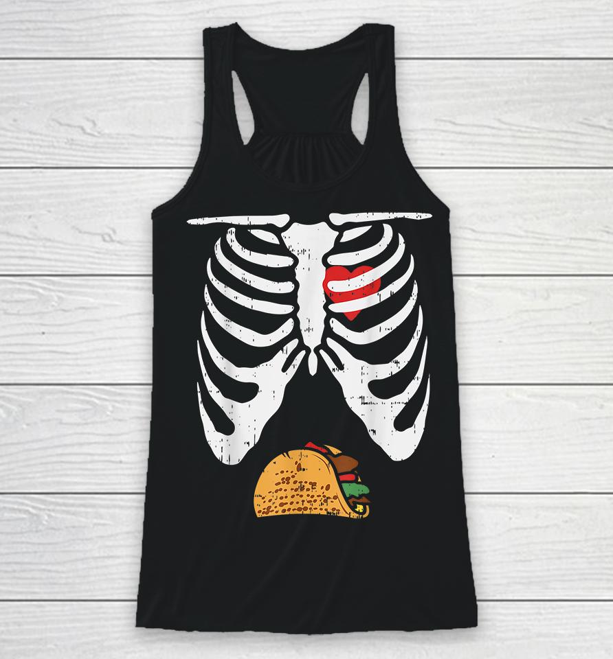 Halloween Dad Skeleton Taco Belly Funny Pregnancy Racerback Tank