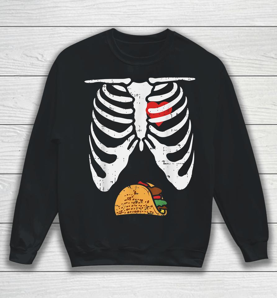 Halloween Dad Skeleton Taco Belly Funny Pregnancy Sweatshirt