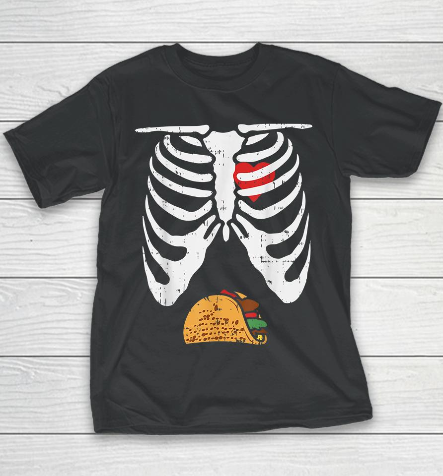 Halloween Dad Skeleton Taco Belly Funny Pregnancy Youth T-Shirt