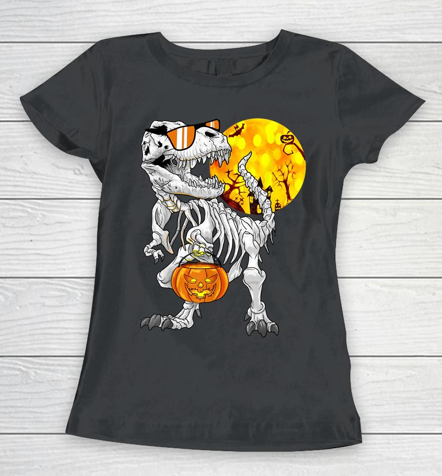 Halloween Dinosaur T Rex Skeleton Scary Women T-Shirt
