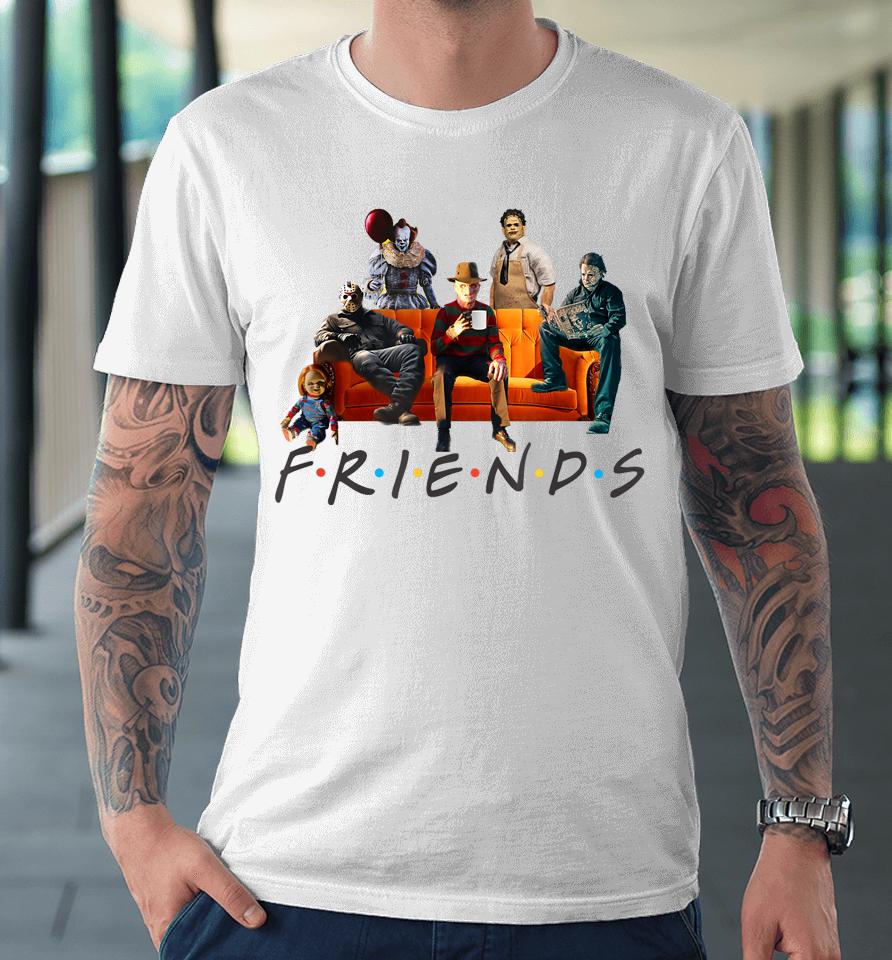 Halloween Friends Crew Gathering On A Spooky Orange Couch Premium T-Shirt