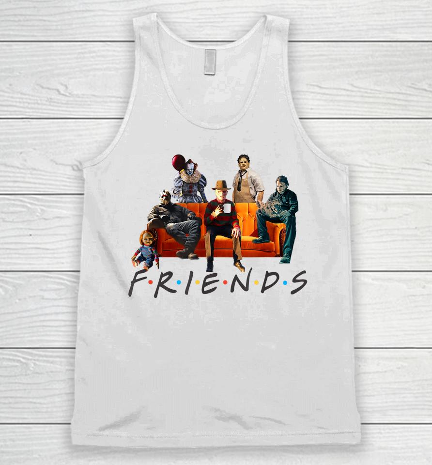 Halloween Friends Crew Gathering On A Spooky Orange Couch Unisex Tank Top
