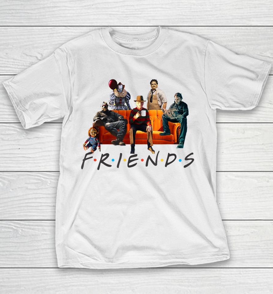 Halloween Friends Crew Gathering On A Spooky Orange Couch Youth T-Shirt
