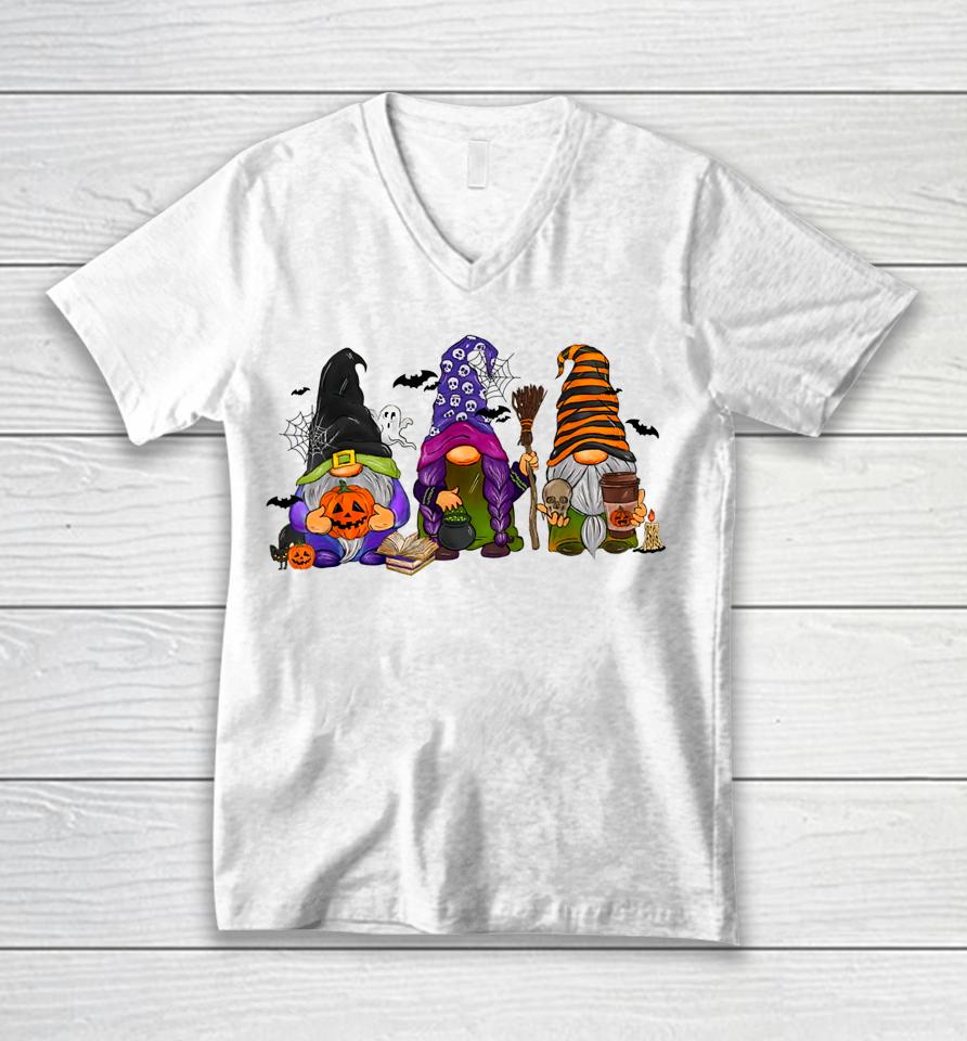 Halloween Gnomes Cute Witch Gnome Thanksgiving Fall Autumn Unisex V-Neck T-Shirt