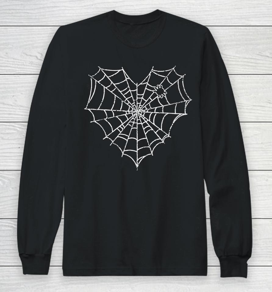 Halloween Heart Spider Web Long Sleeve T-Shirt
