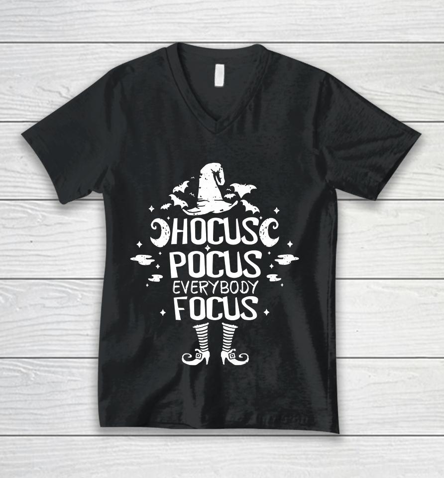 Halloween Hocus Pocus Everybody Focus Funny Teacher Costume Unisex V-Neck T-Shirt