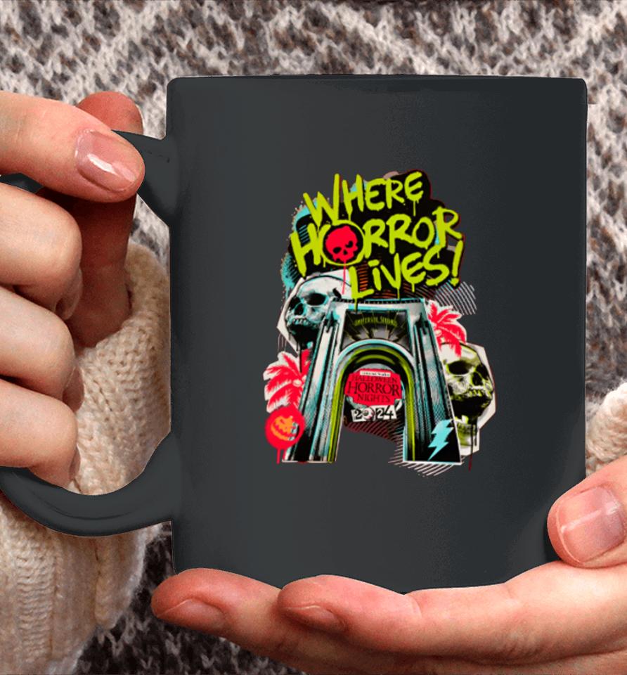 Halloween Horror Nights 2024 Horror Lives Here Coffee Mug