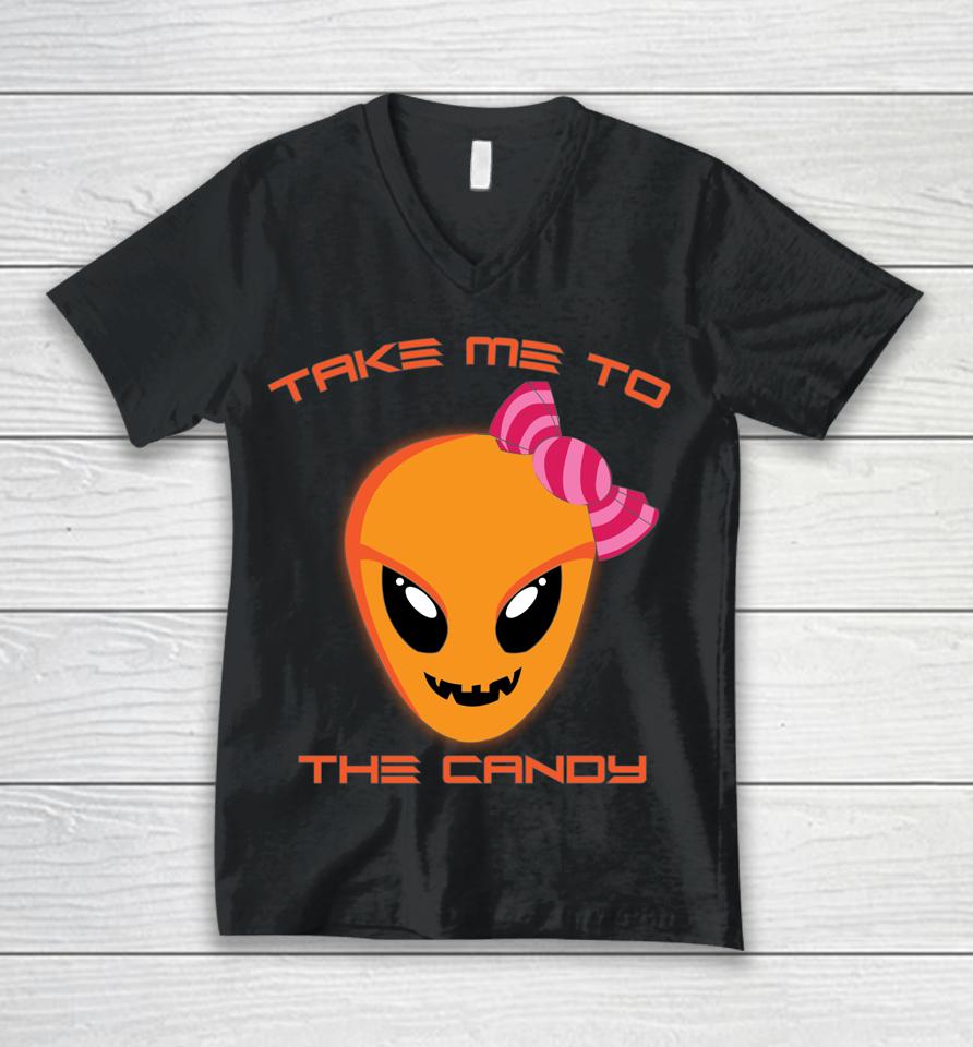 Halloween Jack O' Lantern Alien Head Alien Pumpkin Face Ufo Unisex V-Neck T-Shirt