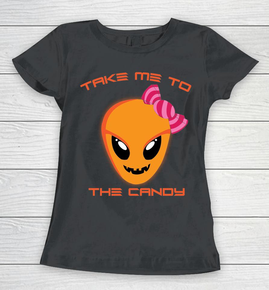 Halloween Jack O' Lantern Alien Head Alien Pumpkin Face Ufo Women T-Shirt