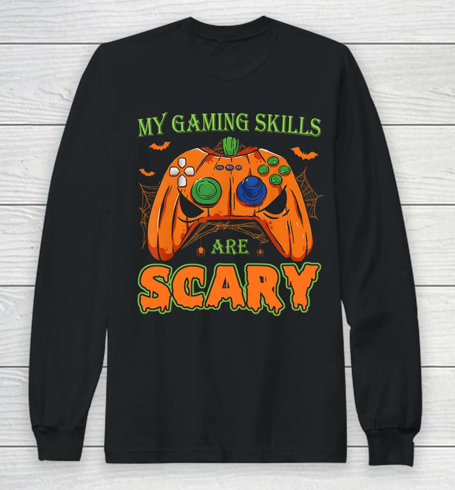 Halloween Jack O Lantern Gamer Funny Gaming Skills Long Sleeve T-Shirt
