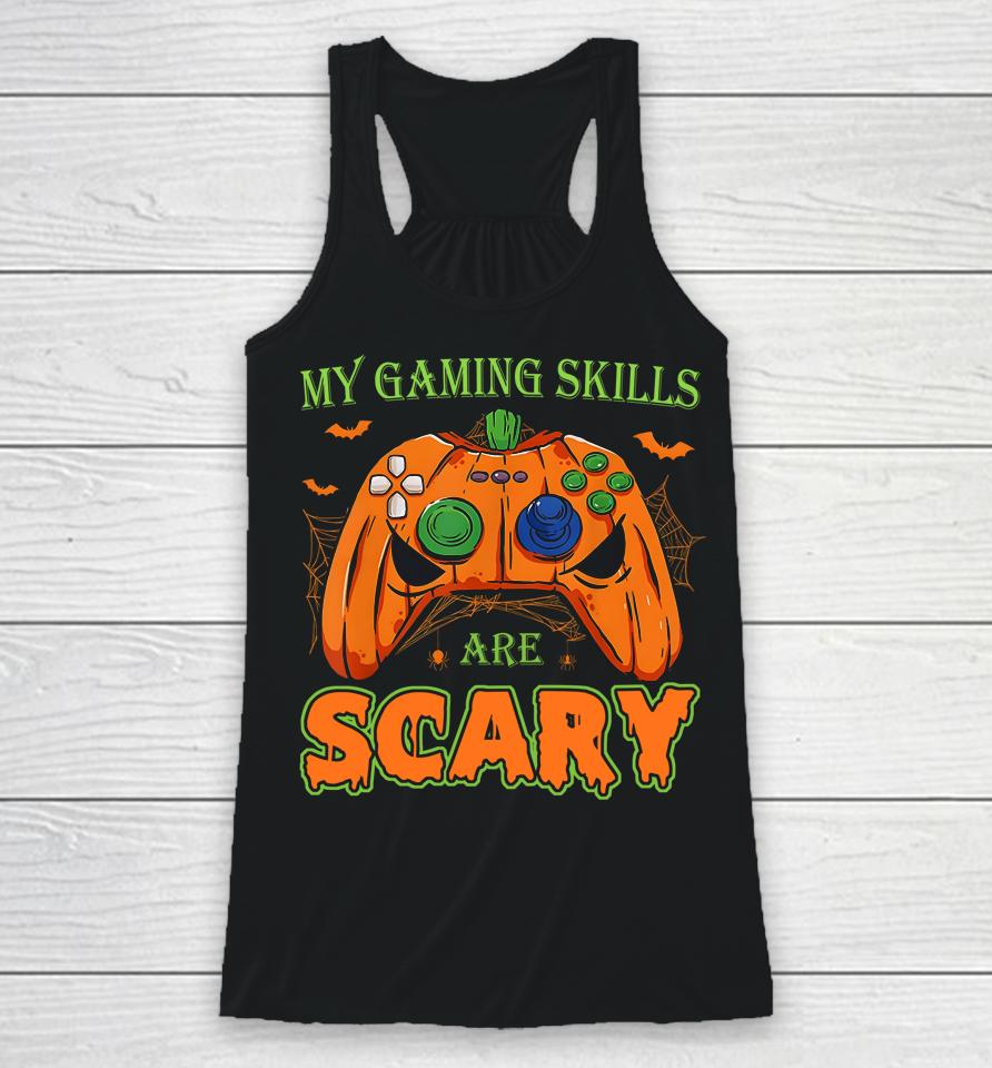 Halloween Jack O Lantern Gamer Funny Gaming Skills Racerback Tank
