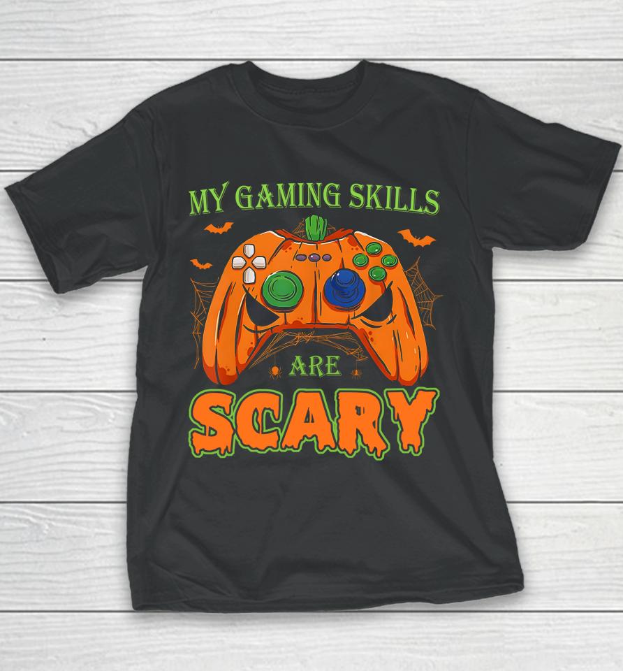 Halloween Jack O Lantern Gamer Funny Gaming Skills Youth T-Shirt