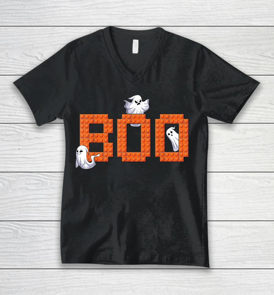 Halloween Master Builder Boo Ghost Building Blocks Bricks Unisex V-Neck T-Shirt