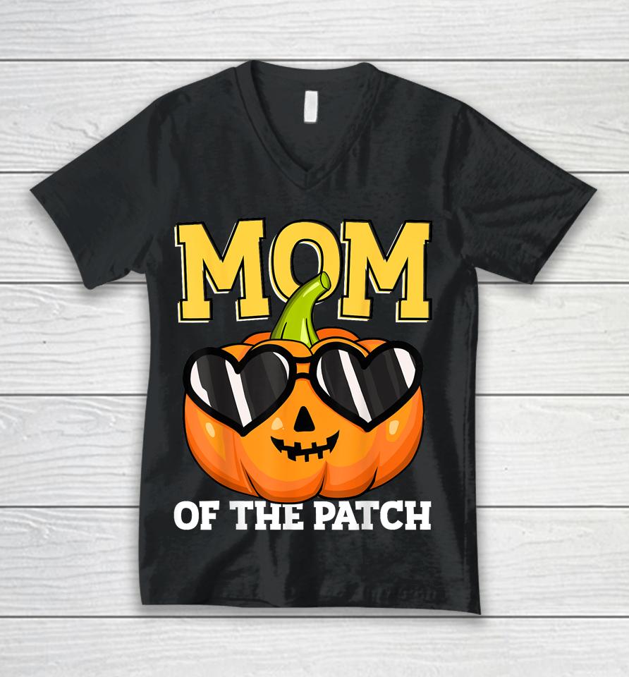 Halloween Mom Of The Patch Mama Mother Mommy Pumpkin Unisex V-Neck T-Shirt