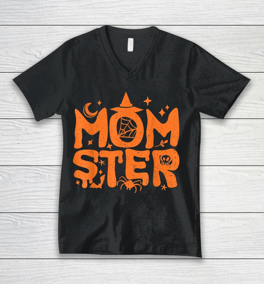 Halloween Momster T-Shirt Halloween Mom Unisex V-Neck T-Shirt