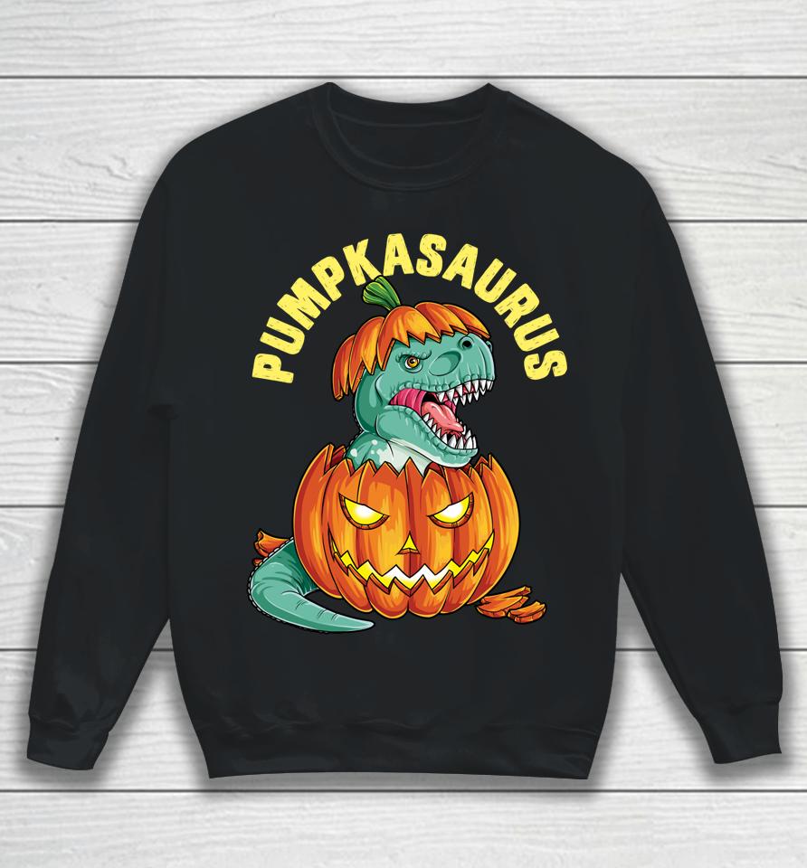 Halloween Pumpkasaurus Dinosaur Pumpkin Funny T Rex Sweatshirt