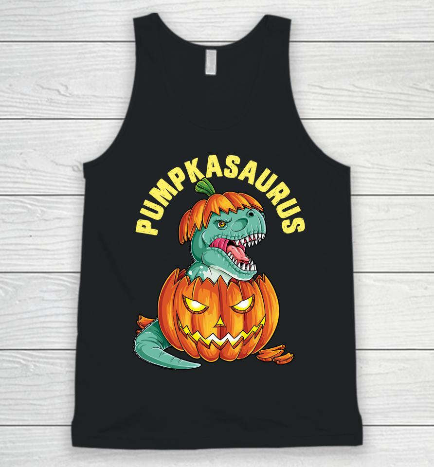 Halloween Pumpkasaurus Dinosaur Pumpkin Funny T Rex Unisex Tank Top