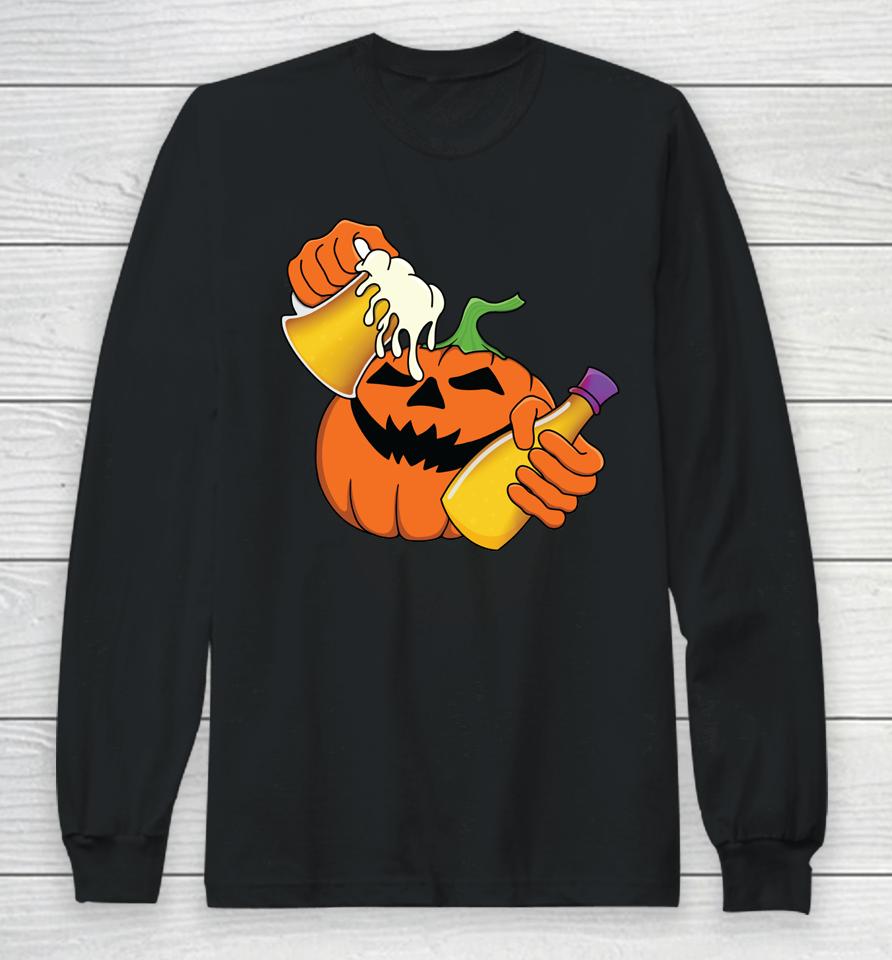 Halloween Pumpkin Beer Potion Trick Or Treat Drinking Party Long Sleeve T-Shirt