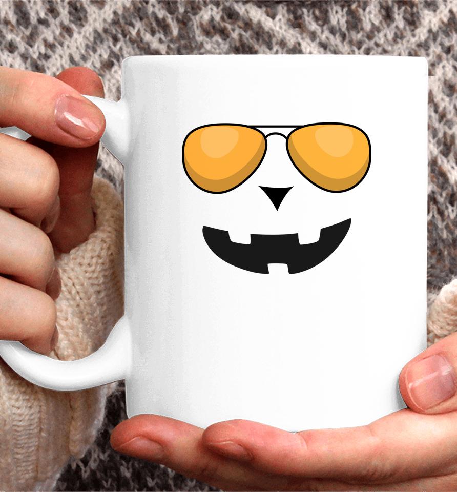 Halloween Pumpkin Jack O' Lantern Face With Sunglasses Coffee Mug