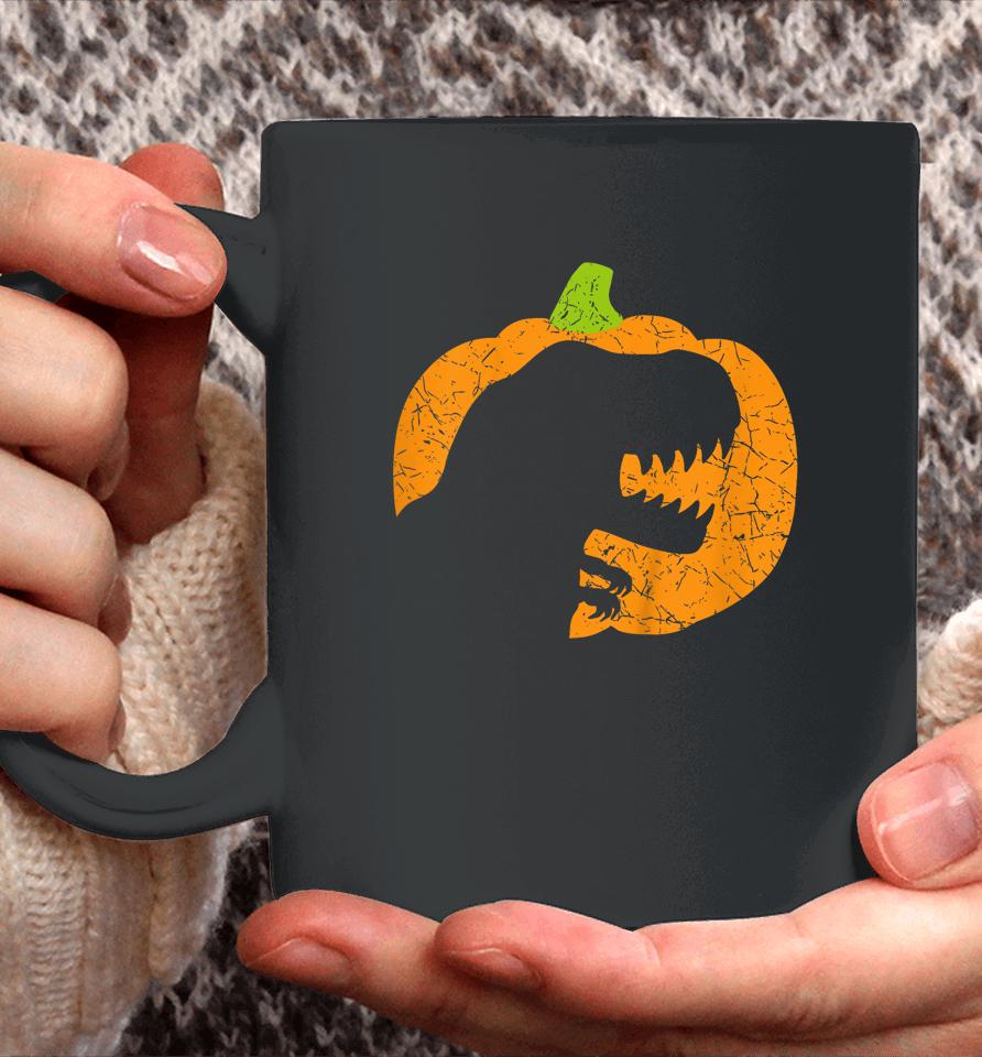 Halloween Pumpkin T-Rex Dinosaur Silhouette Coffee Mug