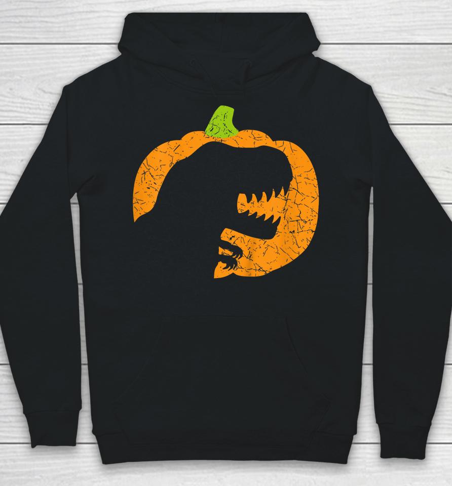 Halloween Pumpkin T-Rex Dinosaur Silhouette Hoodie