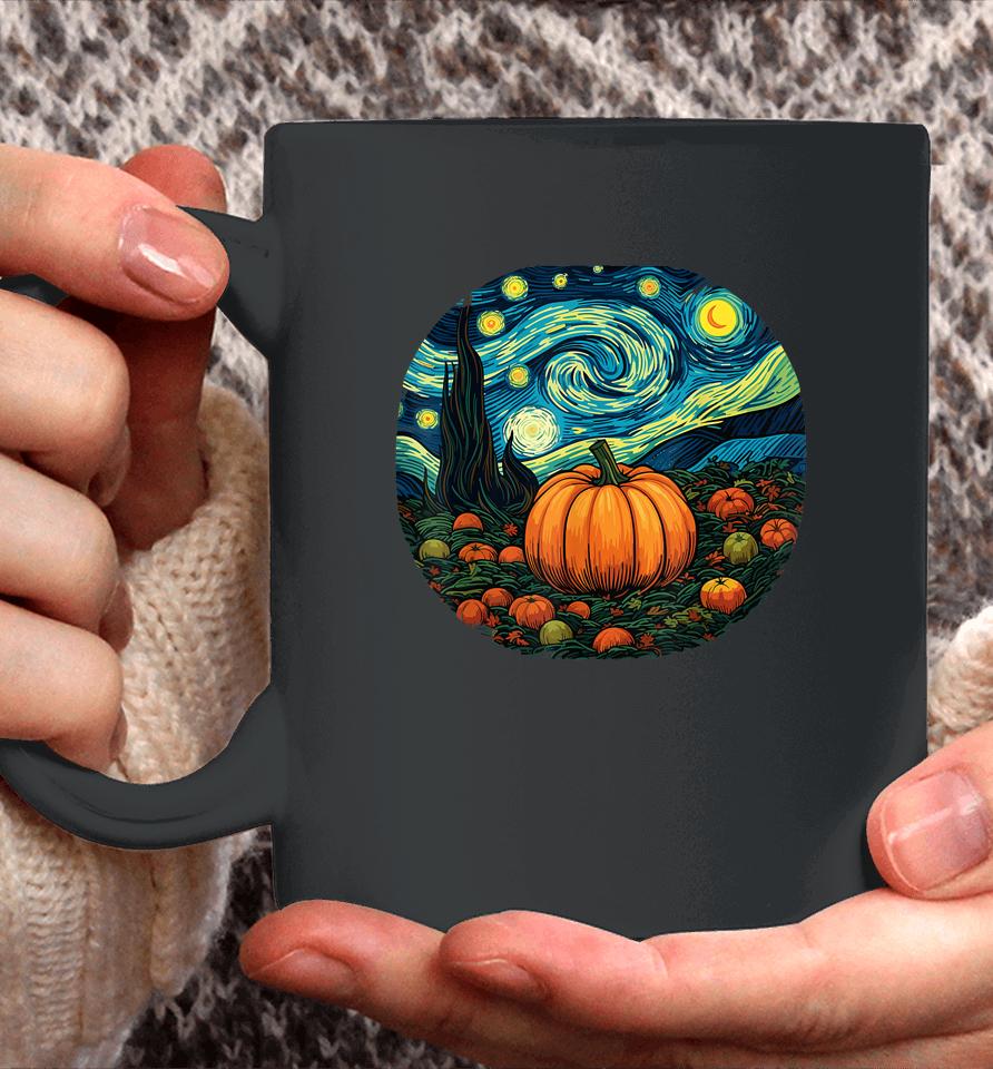 Halloween Pumpkin Women Starry Night Van Gogh Art Lovers Coffee Mug