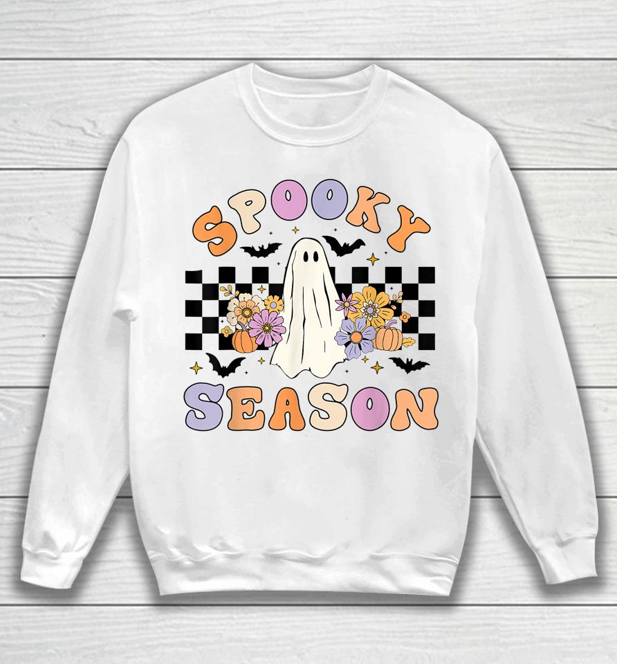 Halloween Retro Hippie Cute Ghost Spooky Season Sweatshirt