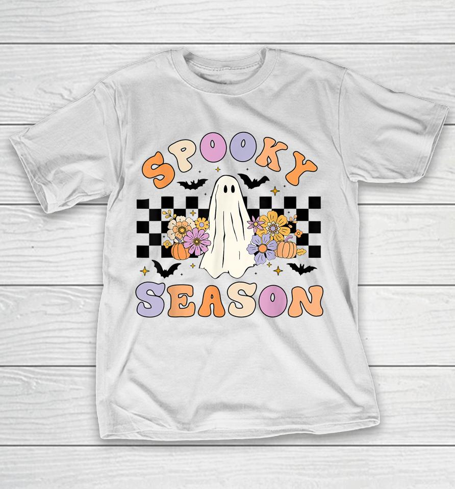 Halloween Retro Hippie Cute Ghost Spooky Season T-Shirt