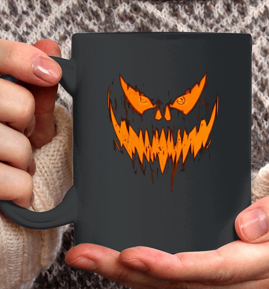Halloween Scary Evil Pumpkin Face Jack O Lantern Design Coffee Mug