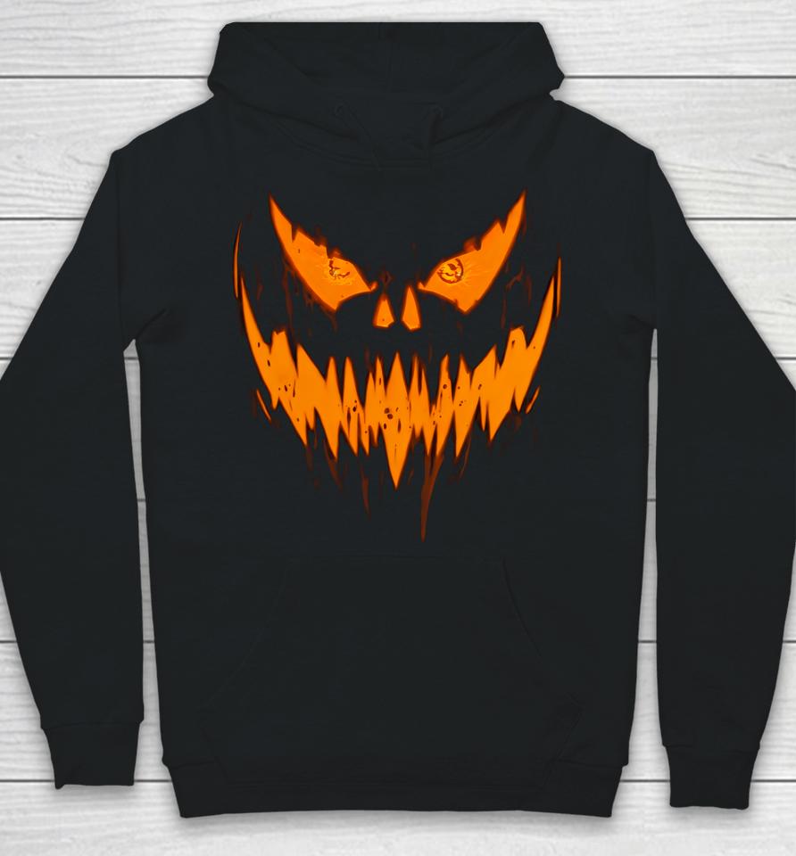 Halloween Scary Evil Pumpkin Face Jack O Lantern Design Hoodie