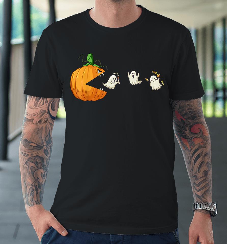 Halloween Scary Pumpkin Ghosts Creepy Halloween Gamer Premium T-Shirt