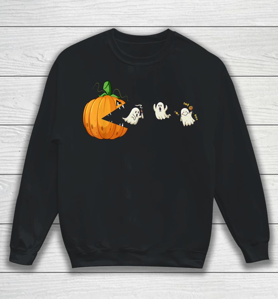Halloween Scary Pumpkin Ghosts Creepy Halloween Gamer Sweatshirt